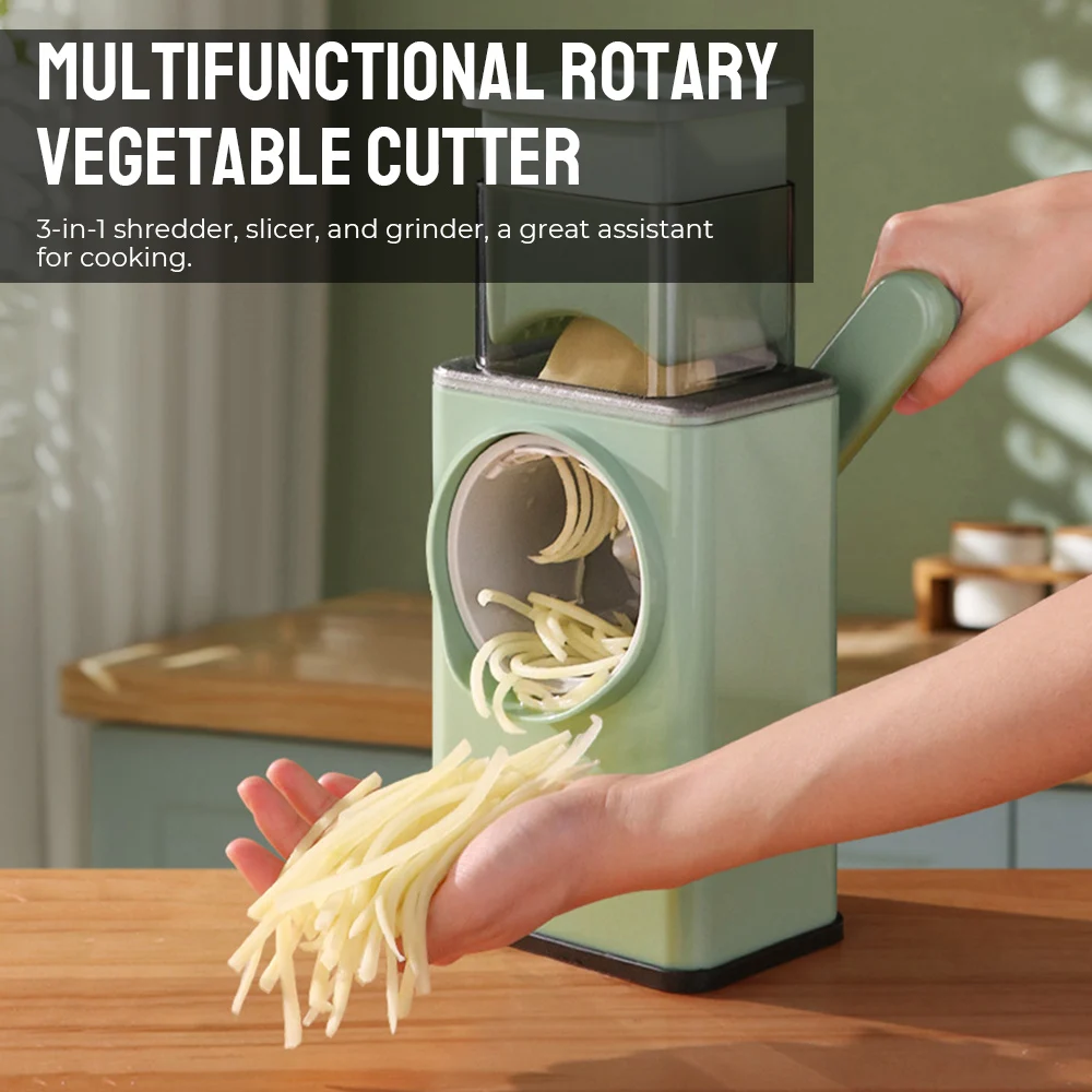 3 in 1 Multifunction Vegetable Chopper Shredded Potato Cheese Machine Manual Rotary Potato Chip Slicer Cutter Kitchen Gadget