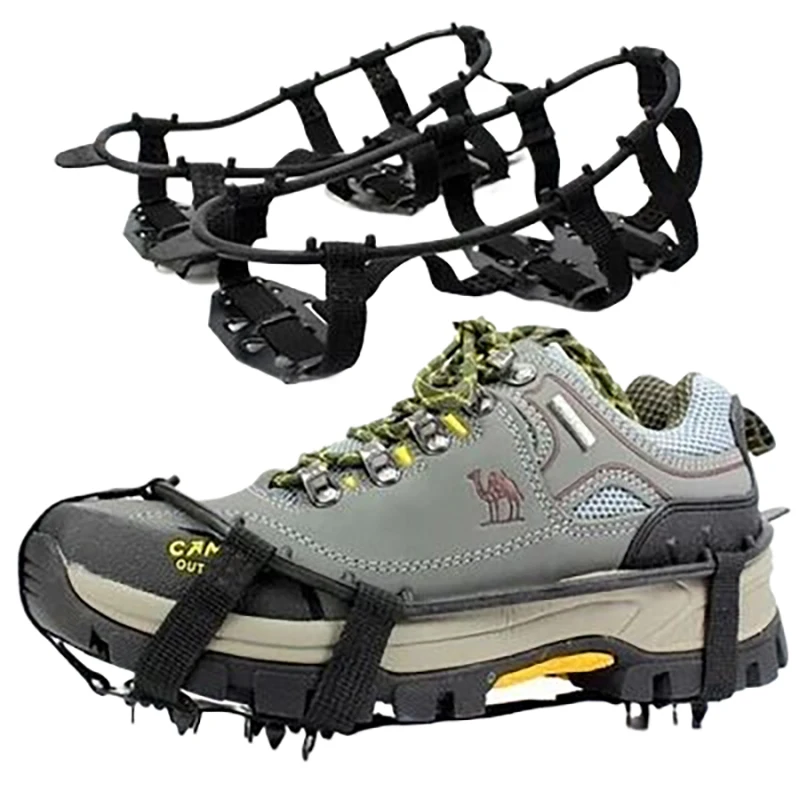 1 Pair M L Crampons Shoes Cover 24 Teeth Anti-Slip Ice Grips Gripper Shoes Boot Hiking Ice Climbing Shoe Spikes Climbing Chain