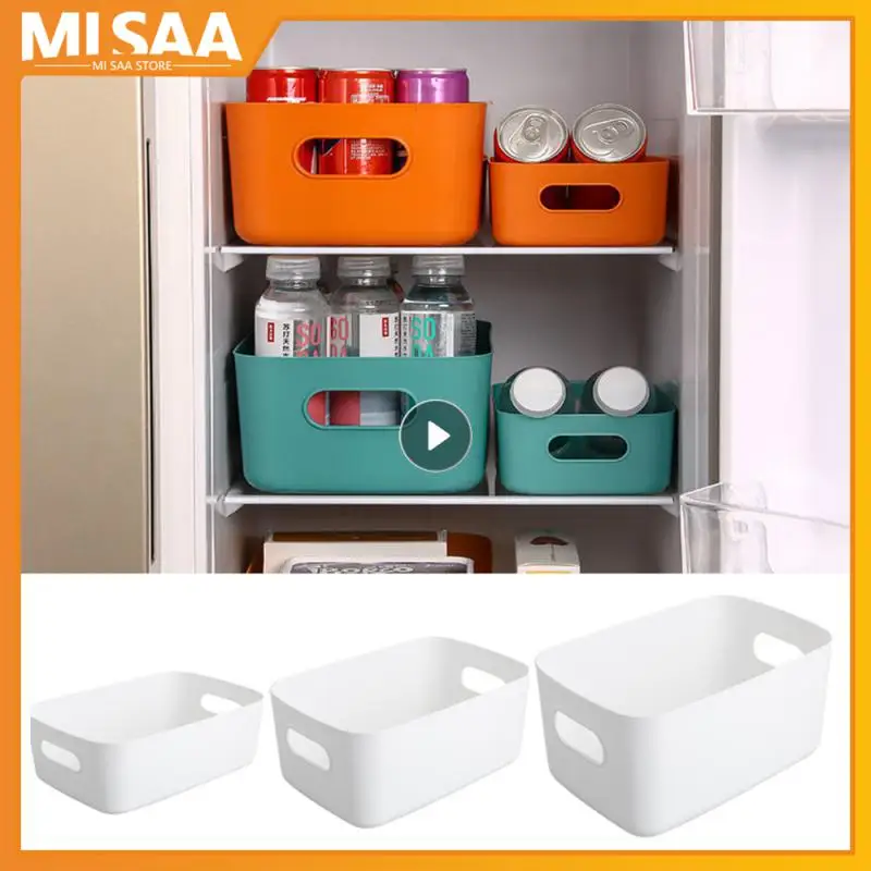 Plastic Storage Box Kitchen Storage Baskets With Handle Portable Desk Storage Baskets Bin Home Organization Kitchen Accessories