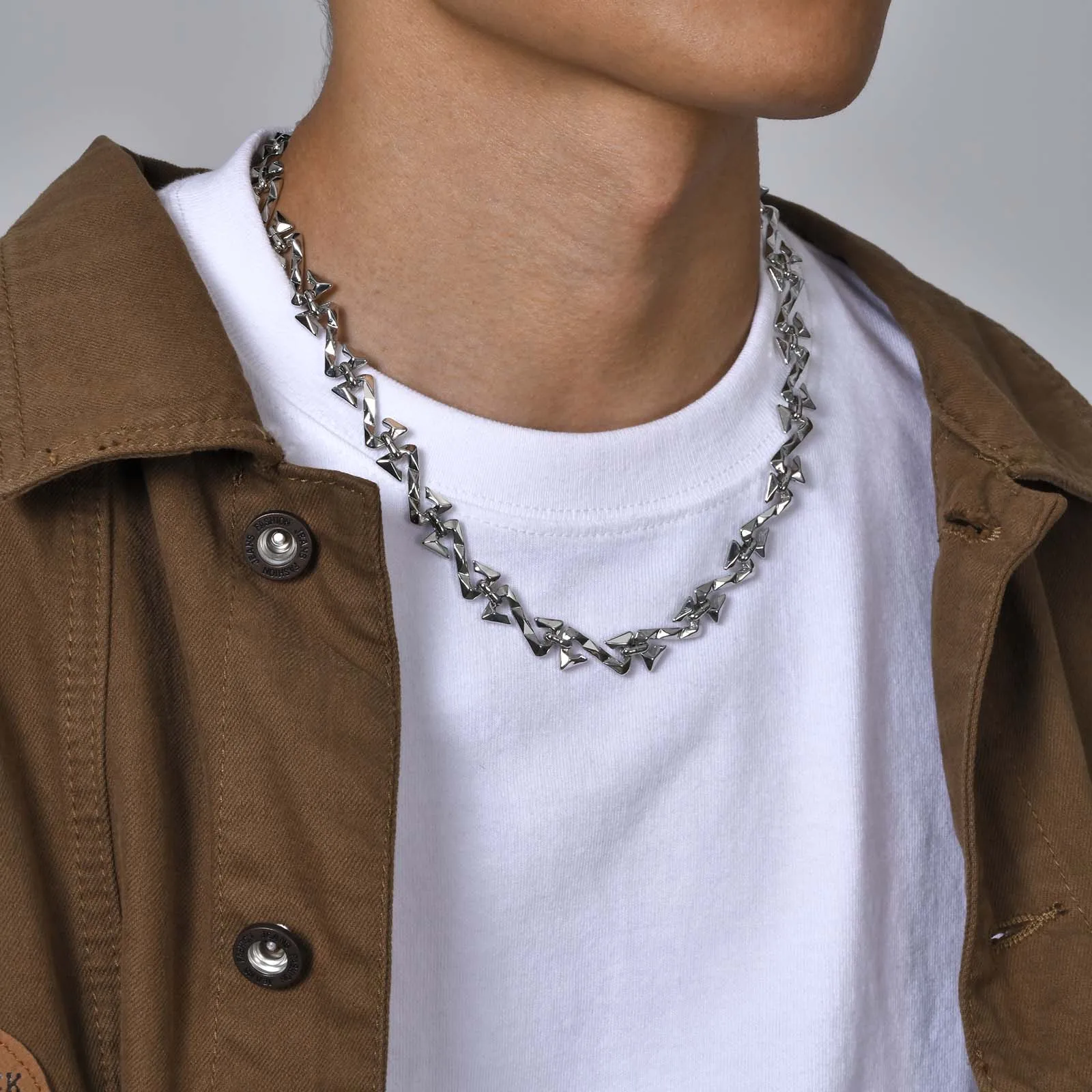 Vnox 11mm Chain Necklaces for Men Women, Silver Color Unisex Chain