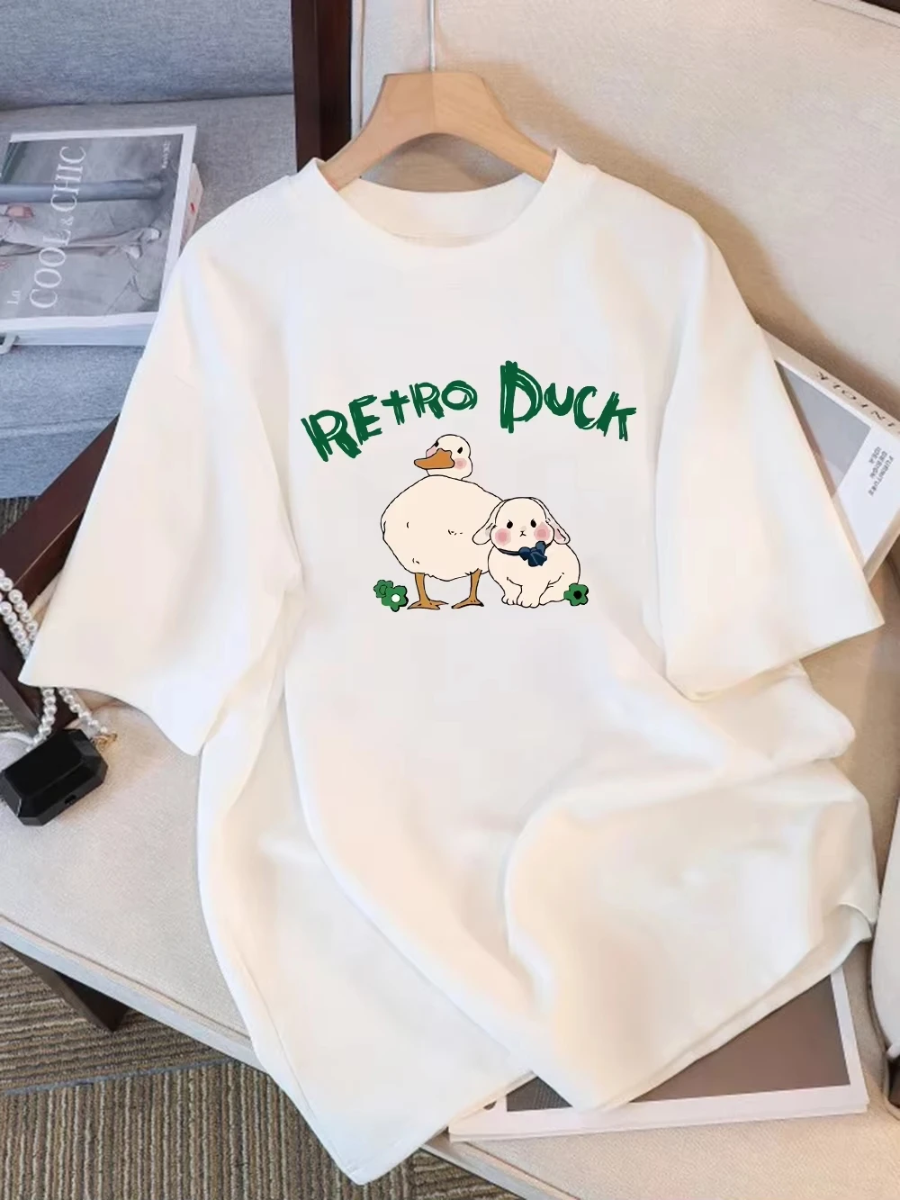 

Женская футболка, летняя футболка с мультяшным принтом в стиле ретро, с коротким рукавом и круглым вырезом, мягкий удобный топ, повседневная одежда с графикой