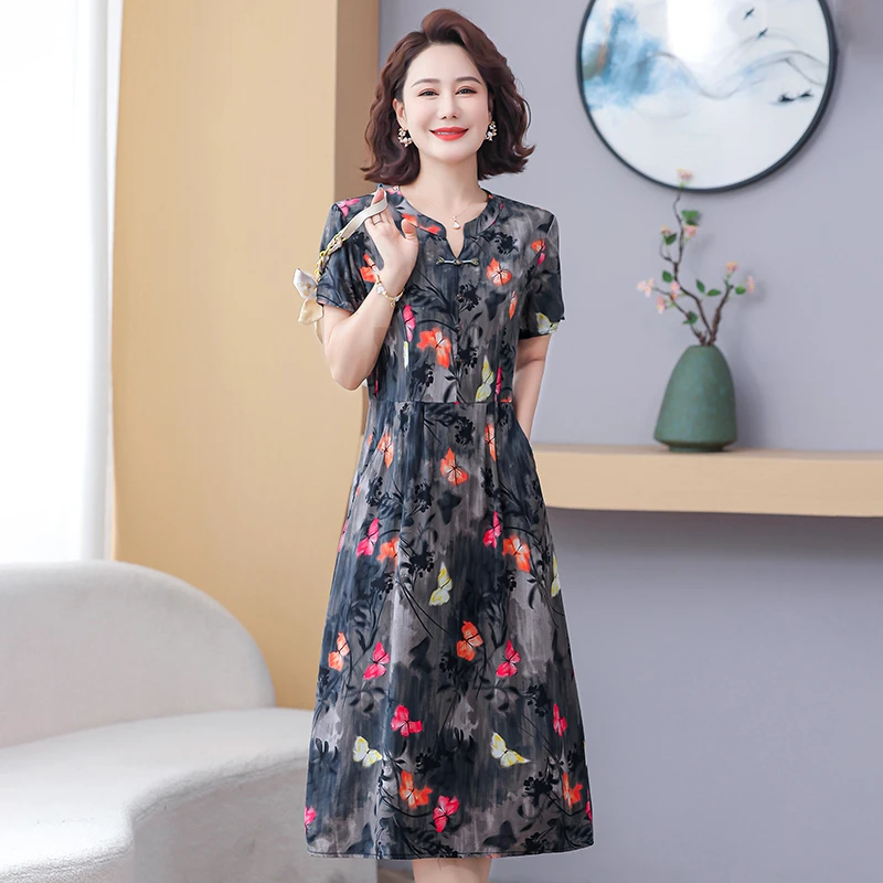 Sukienki damskie z dekoltem w serek na lato 2025, retro, na zewnątrz, plus size, ogrodowe, botaniczne, kwitnące komplety, na spotkania, odzież.