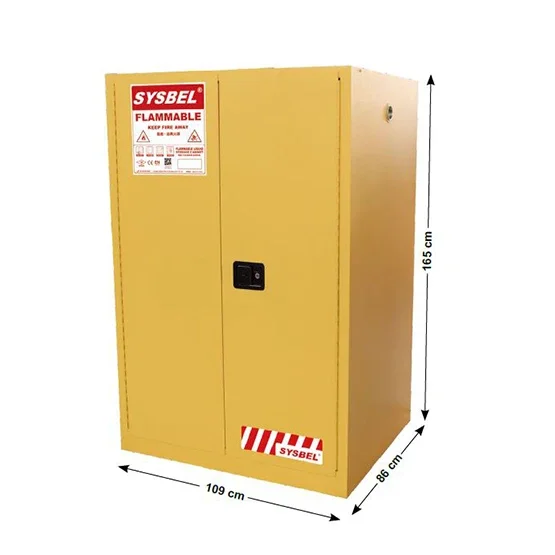 

SYSBEL FM CE Approved 90 Gal 2 Door Fireproof flammable Chemical liquid safety storage Cabinet for Laboratory and Industry