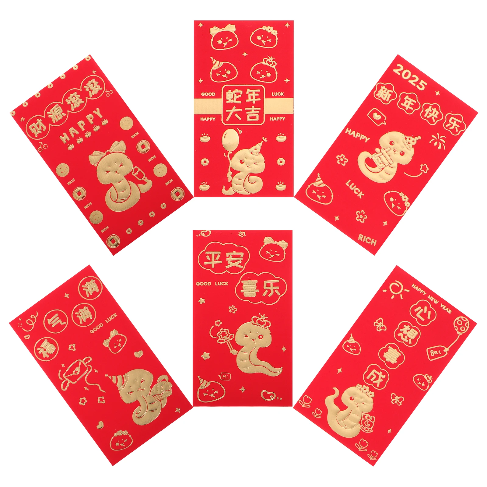 6 pezzi di Capodanno rosso creativo serpente design tasche rosse di grande capacità busta da sposa per Capodanno lunare bomboniere cinesi Hong
