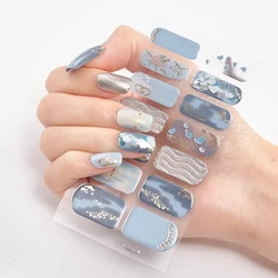 Semi Cured Gel Nails Art Stickers Fashion Solid Color Manicure Decal UV LED Lamp Need Gel Nail Decals Nail Sticker Decoration