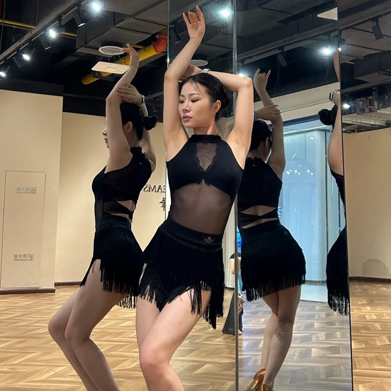 Beaucoup de couleurs Sexy maille danse latine body dentelle gilet femmes Chacha Latin haut de danse adultes salle de bal haut de danse scène porter SL13461