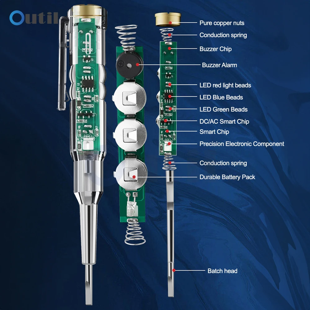 AC24-250V DC12-24V ذكي جهاز قياس الجهد الكهربائي القلم مفك كهربائي اختبار قلم رصاص التعريفي كاشف الطاقة مؤشر الدائرة