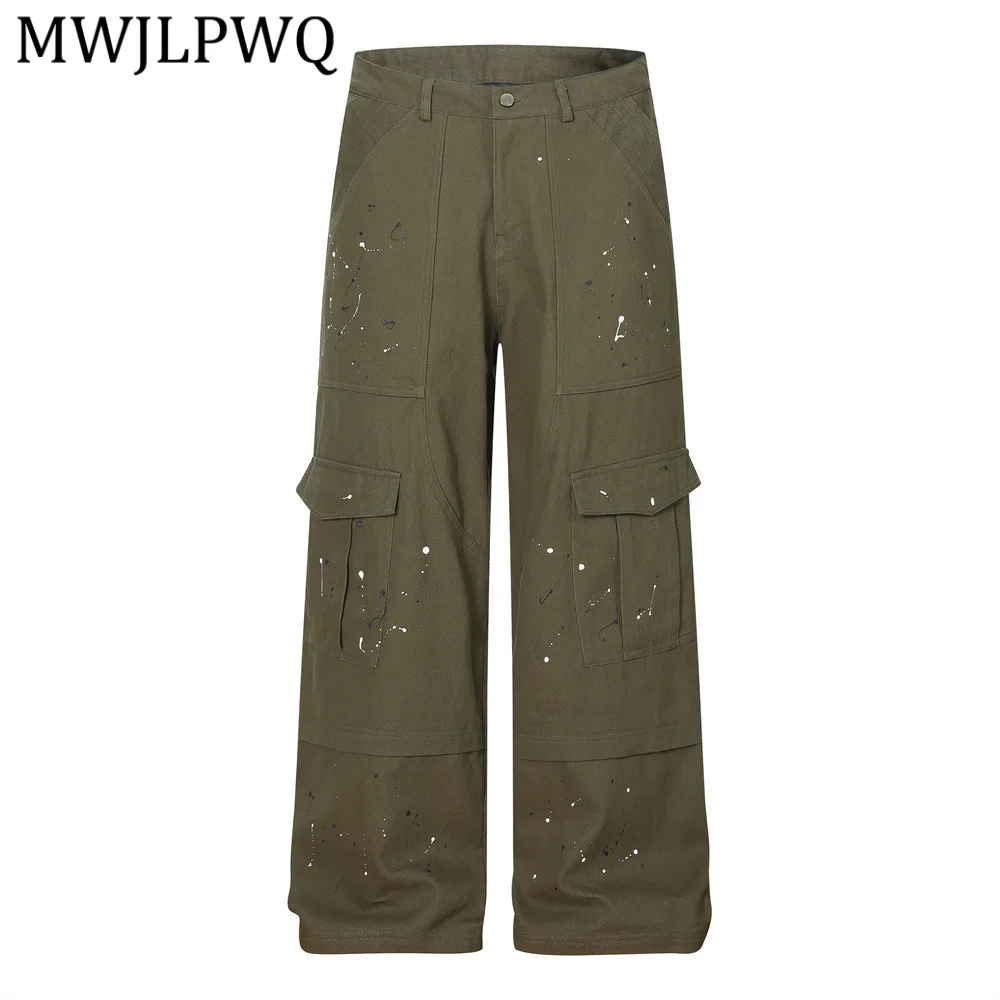 

Брюки прямого кроя MWJLPWQ Splatter Ink Workwear для мужчин, в стиле панк, с принтом, уникальный дизайн, весна-осень 2026, 14595