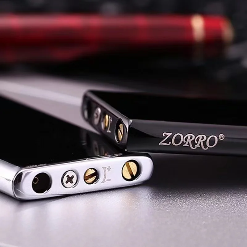 Original ZORRO Pure Copper Ultra-thin Inflatable Lighter Open Fire Butane Grinding Wheel Cigarette Lighter Accessories Gadgets