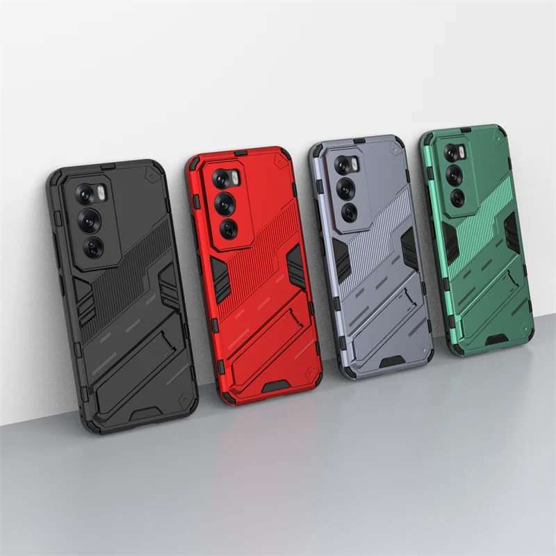 Punk Case For Reno 12 Pro 5G Global Cover For OPPO Reno 12 Pro Funda Coque Barcket Hard PC Shockproof Phone Bumper OPPO Reno 12