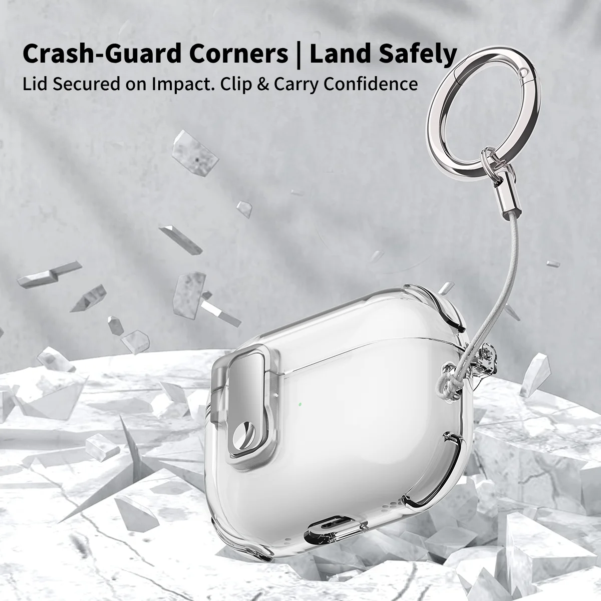 Capa de bloqueio transparente com chaveiro e kit de limpeza para AirPods Pro 1 2 para AirPods 3a 4a geração Capa protetora