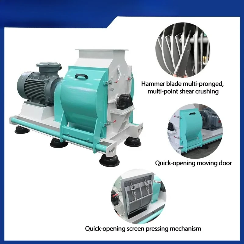 High Quality Stainless Steel Hammer Mill Crusher Factory Sale Soybean Grinding Machine Pellet Powder Manufacturing