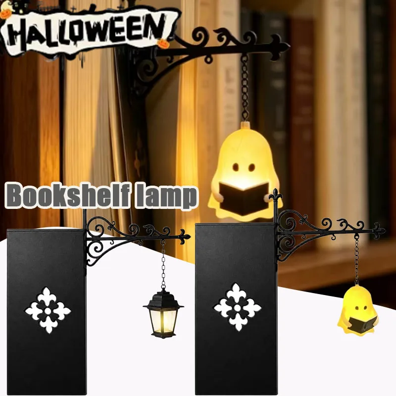 1PC Cute Halloween Ghost Reading Book Lamp 3D Table Light for Bookshelf Library Decor Spooky Study Room Cozy Night Gift
