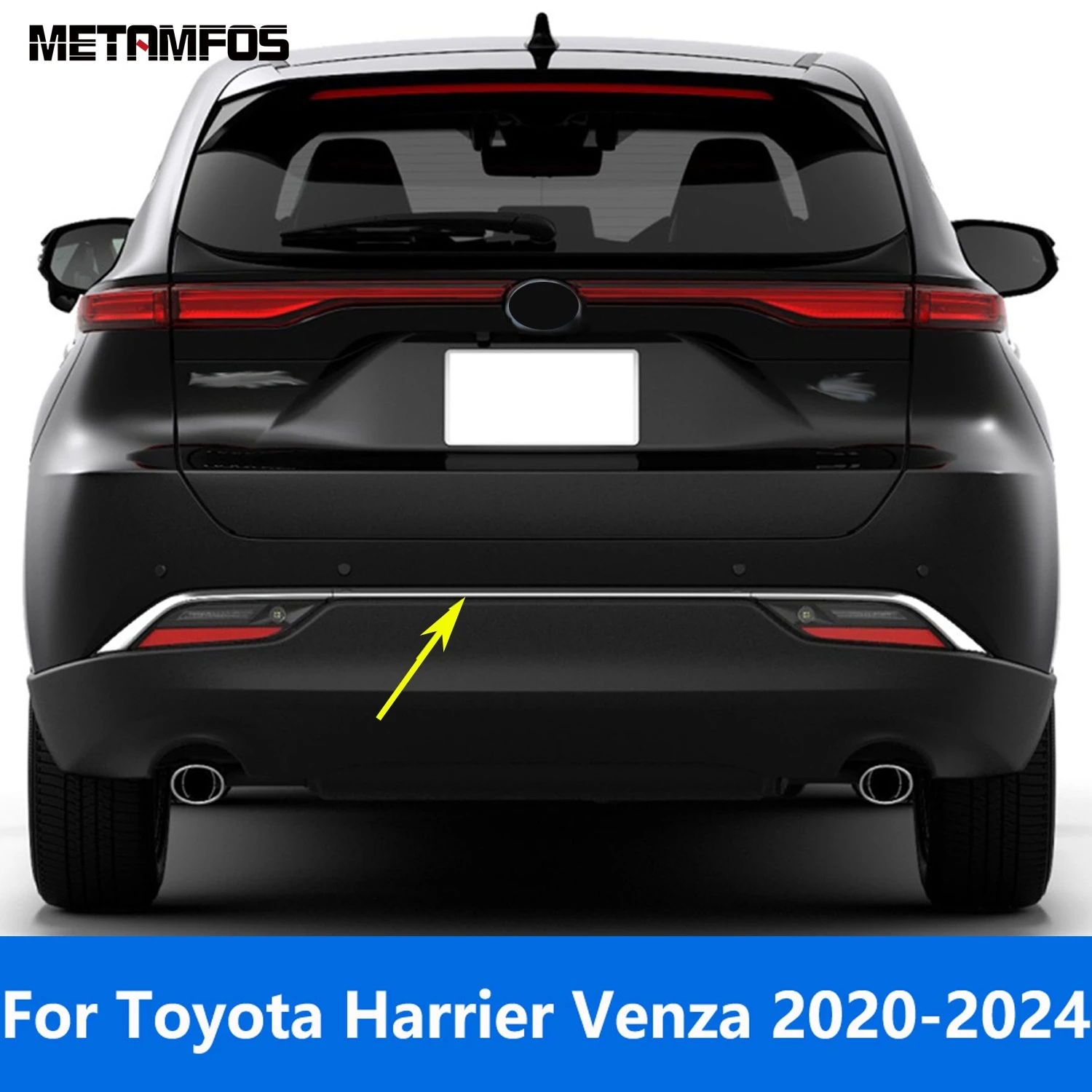 For Toyota Harrier Venza 2020-2022 2023 2024 Chrome Rear Fog Light Lamp Bumper Lip Trim Spoiler Diffuser Accessories Car Styling