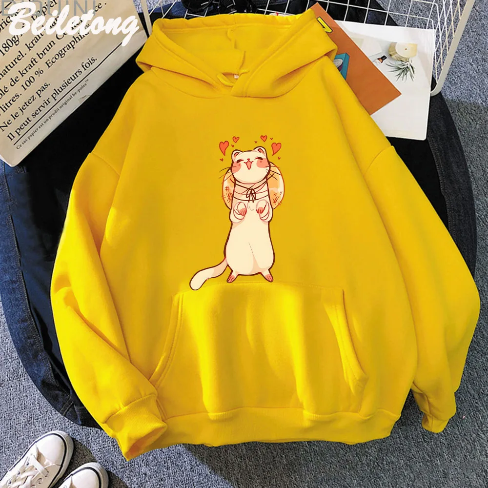 TGCF Cute Ferret Hoodie Tian Guan Ci Fu hoddies Kawaii Hoodie Harajuku Aesthetic Pink Tops Hoodies Women Couple Y2k Sweatshirt