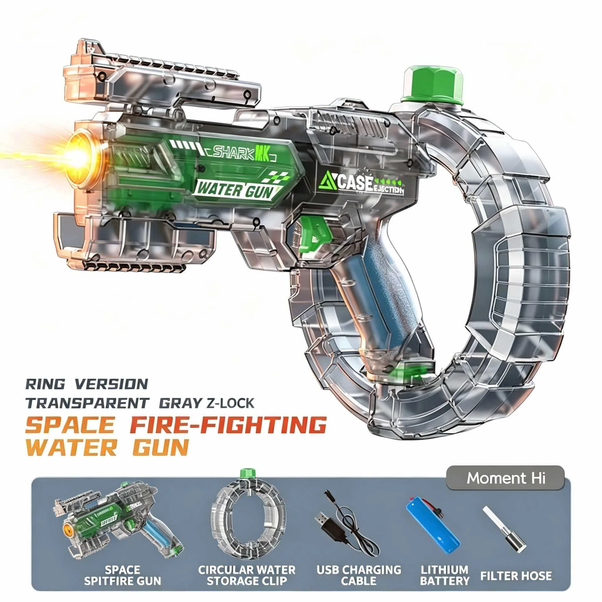 Simulated Firing and Recoil Electric Water Gun Toys Children Automatic Sensor Lights Water Pistol Summer Outdoor Beach Kids Toy image 3