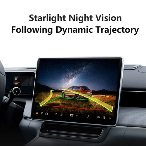 Imagen 2 del producto Lente dorada AHD 1080P, trayectoria dinámica inteligente para marcha atrás del vehículo, de 170 ° visión nocturna, cámara de respaldo con línea de guía móvil