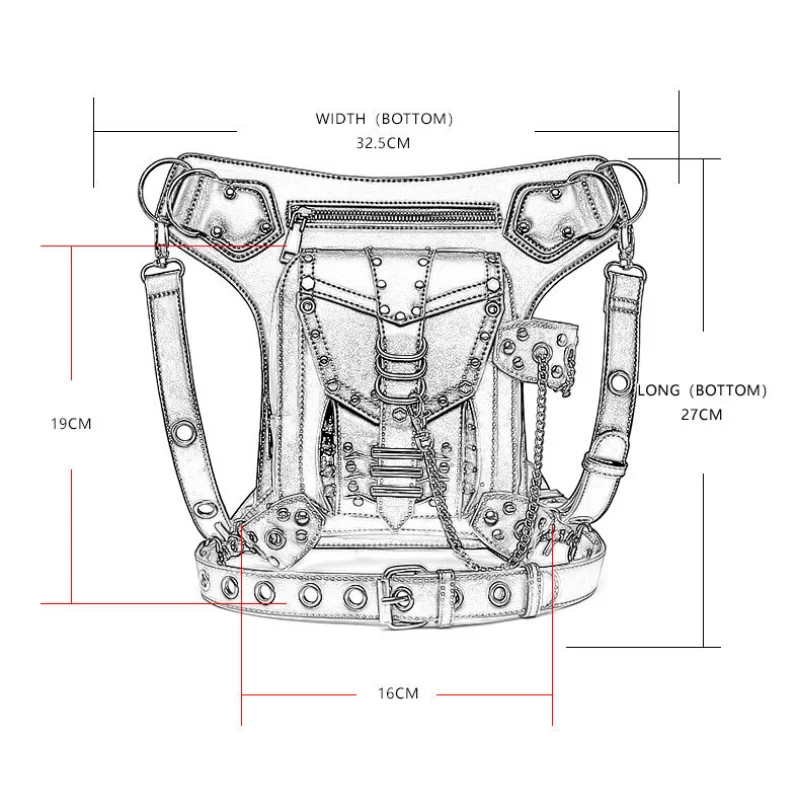 Женская сумка на плечо Chikage Y2K, мотоциклетная сумка с заклепками в стиле стимпанк, Женская дорожная поясная сумка через плечо