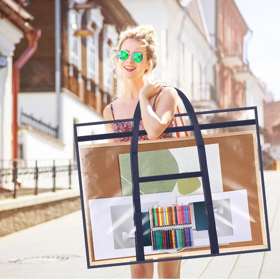 Custodia grande per portafoglio artistico Borsa portaoggetti per poster 48 x 36 con materiale in PVC e manici con cerniera per insegnanti e artisti Include il toro