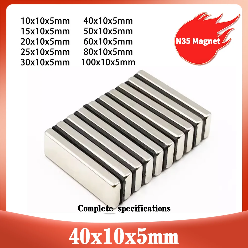 40x10x5 mm Strong Sheet Rare Earth Magnet 50x10x5 20x10x5 25x10x5 Big Rectangular Neodymium Magnets 60x10x5 80*10*5 100x10x5