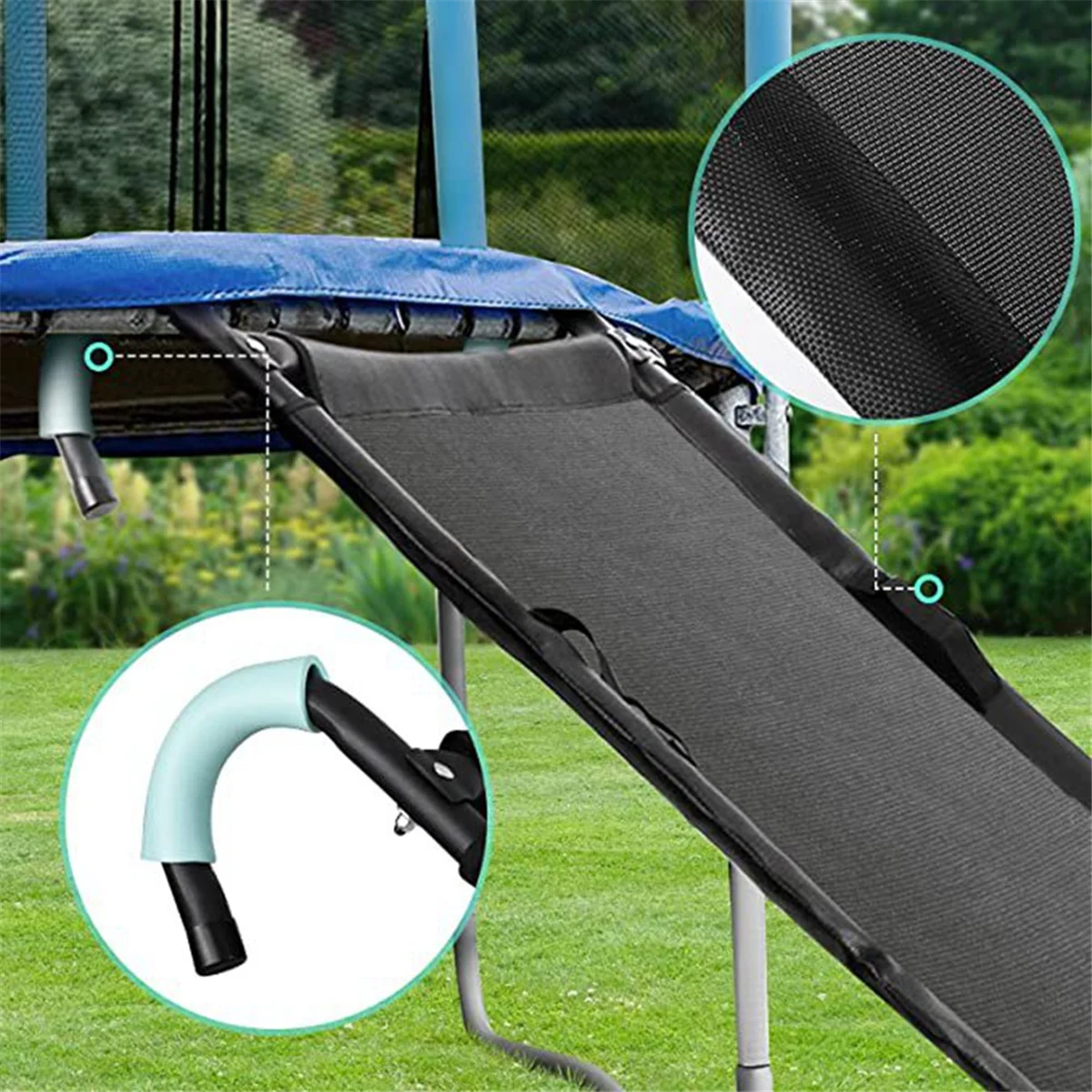 Universal Trampoline Slide with Handles,Outdoor Trampoline Slide Attachment for Kids Climb Up & Slide