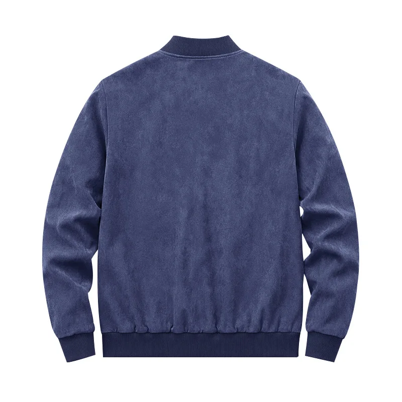 Herren Herbst- und Winter-Freizeitjacke in Übergröße aus Wildleder mit Reißverschluss und Stehkragen, Langarm – Detail 19