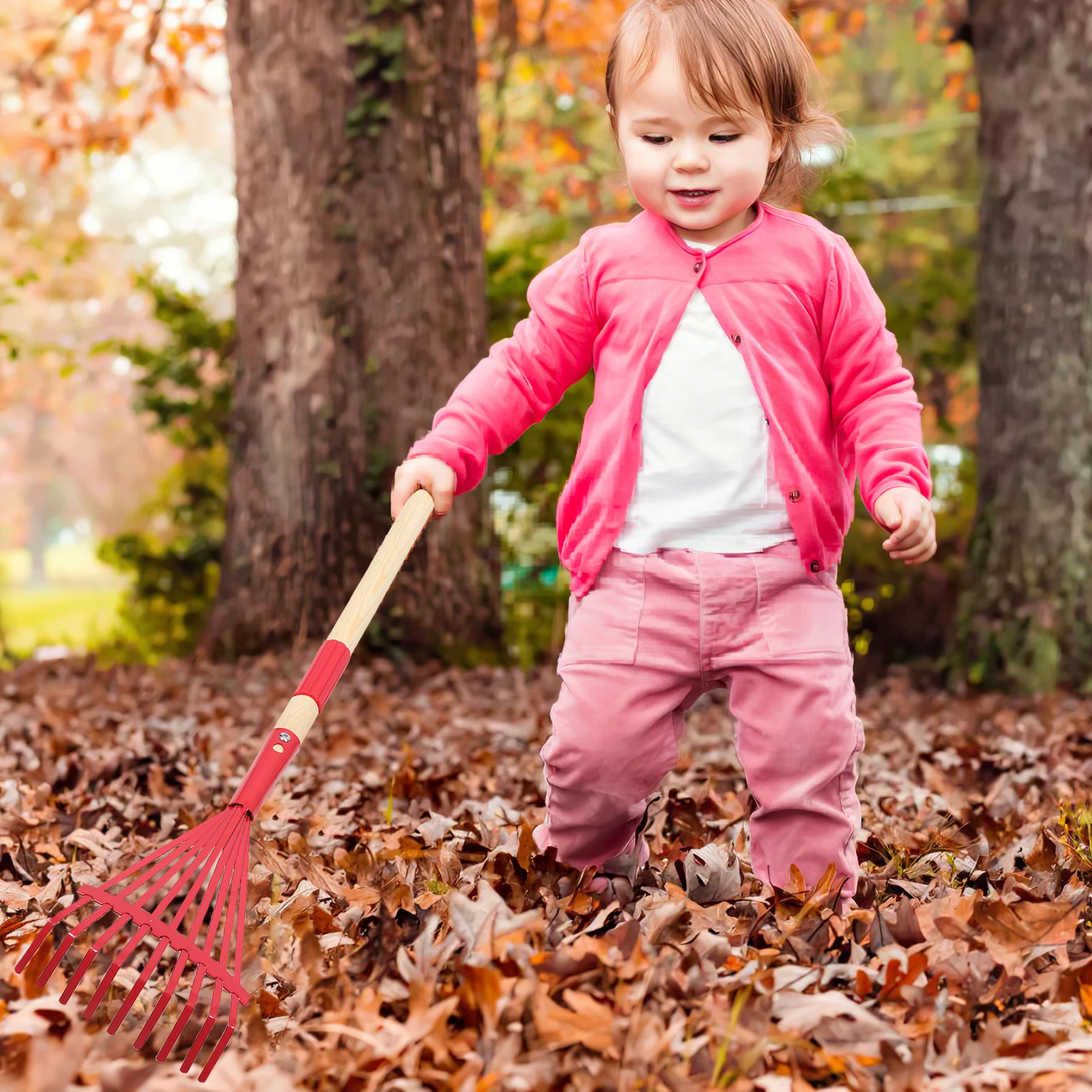 

Detachable Wooden Handle Lawn Rake Lightweight Gardening Tool Portable Small Rake for Yard Leaf Cleaning Garden Maintenance