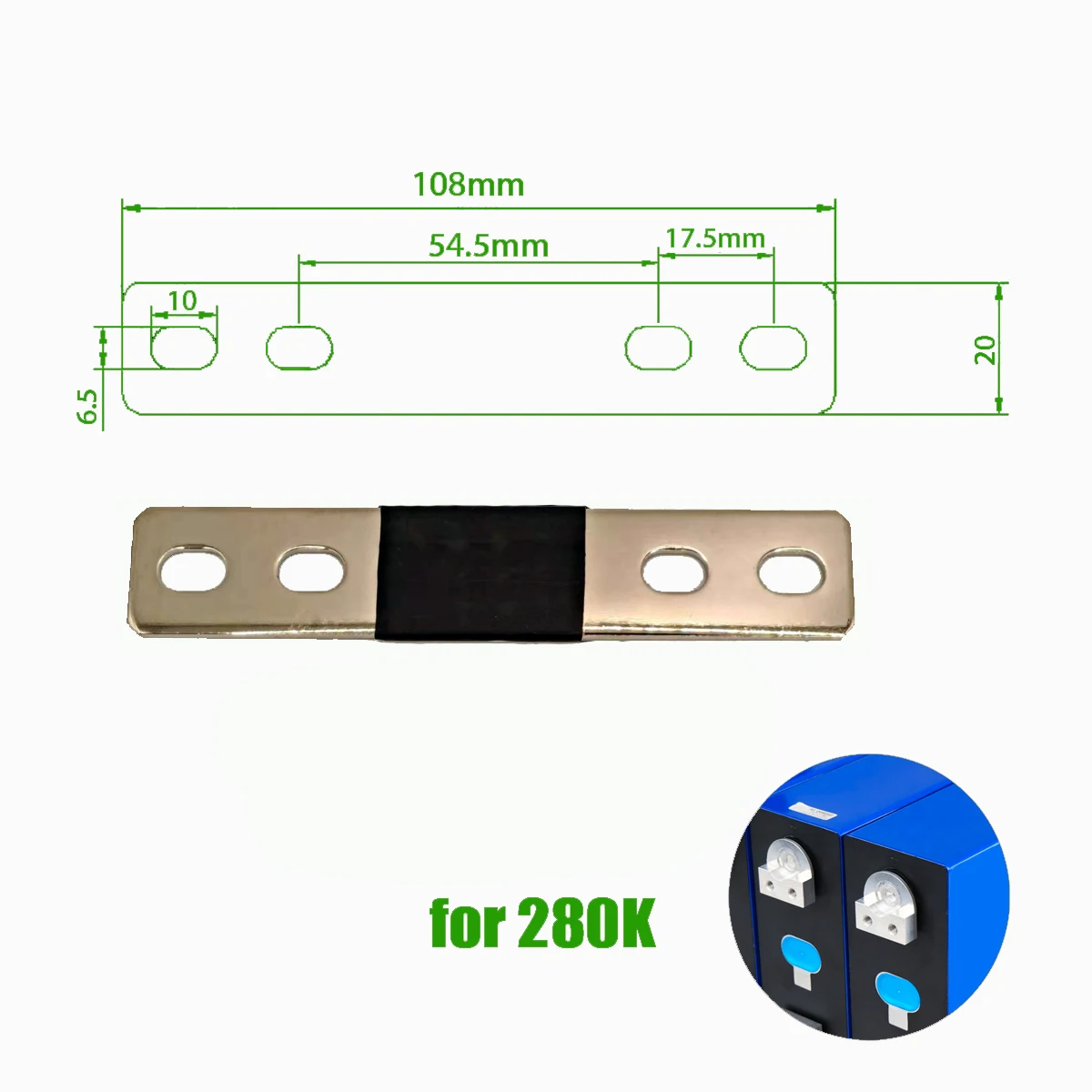 Terminal baterai M6 mur Lifepo4 bustang fleksibel klip tali Lithium padat Bar penghubung Stud tembaga murni 280K 280AH 320AH