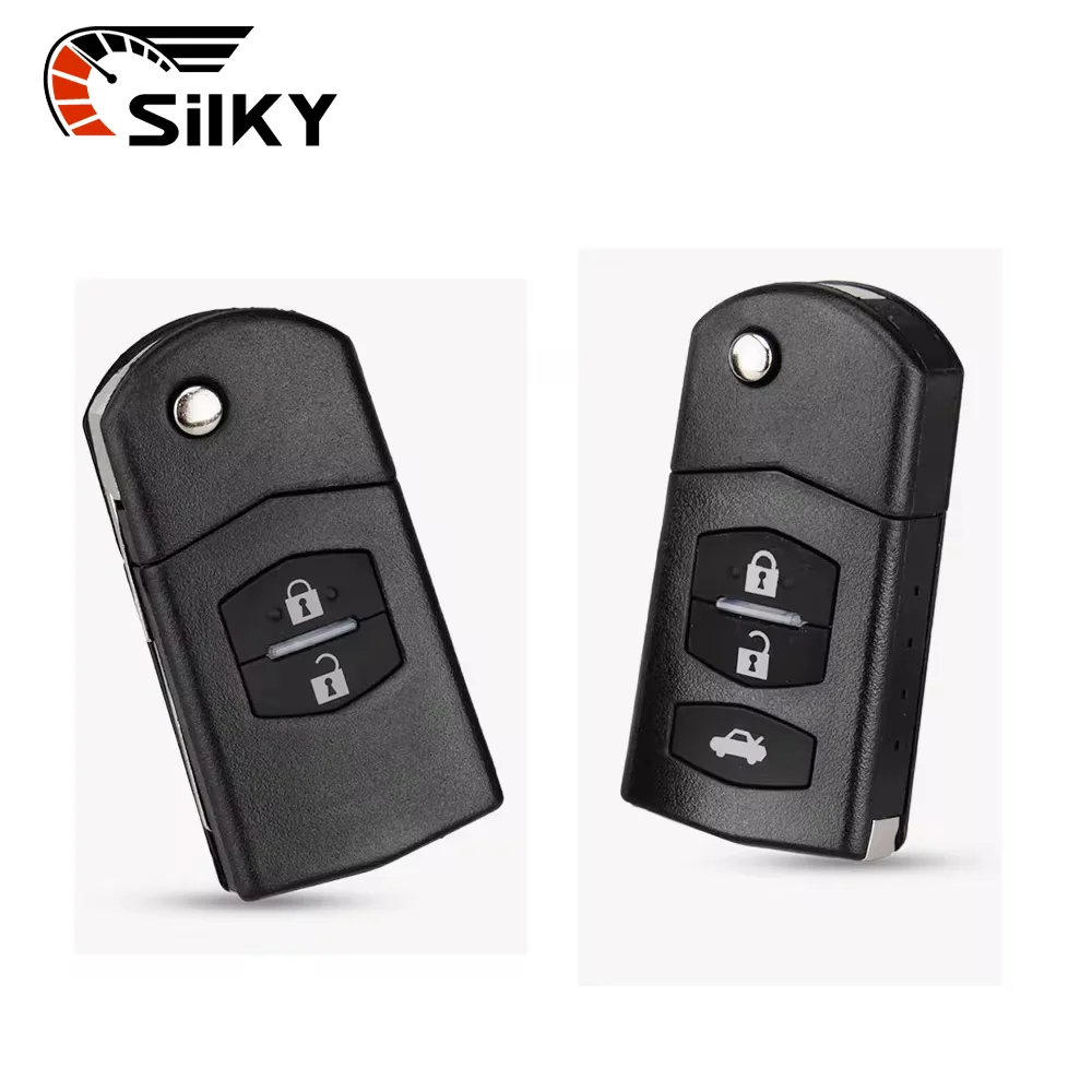 

Silky key, 2/3A button, large battery keep flip foldableing remote control car key shell fob Mazda 3 5 6 series morx8 mx5 without blade