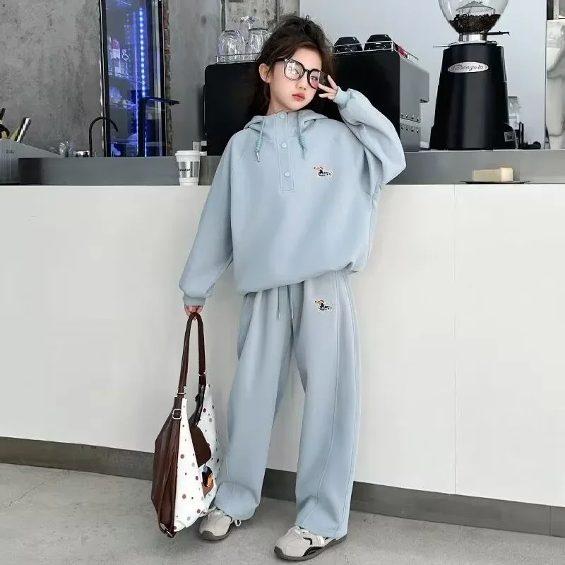 Top & Pants 2-Piece Set Embroidered Puppy Hoodies 4yrs Girl Clothes Fashion Girls Outfit Kids Winter Girls' Outfits Korean Two