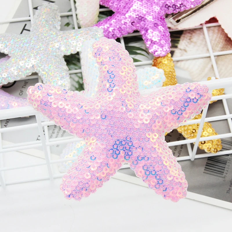 Starfish Hair Clips Pink Sequins Hair Pins Sea Star Alligator Hair Clips Barrettes Glitter Sea Shell Beach Hair Accessories