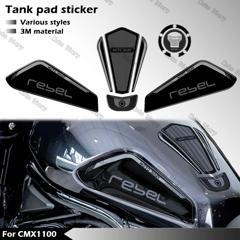

3D Fuel Tank Pad Sticker Oil Gas Cap Decal Cover Protector Waterproof For Rebel 1100 CMX 1100 2021-2025 2024 2023