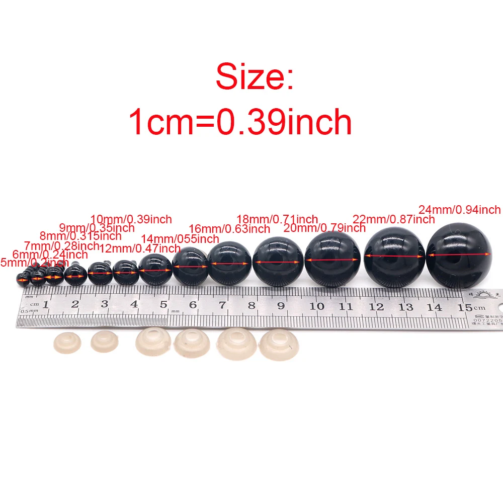 50/100PCS 5-24mm Plastic Safety Eyes for Amigurumi Stuffed Animal Eyes with Washers for DIY Toy Doll Teddy Bear Making Supplies