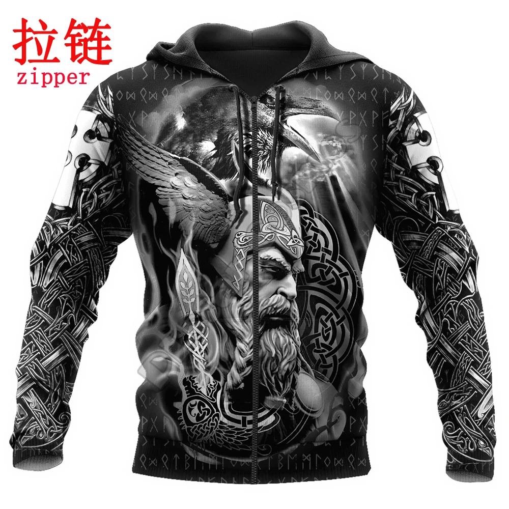 PLstar كوزموس أودين رافين وولف تاتو ثلاثية الأبعاد مطبوعة رجالي هوديي وسويت شيرت خريف للجنسين بسحاب ملابس رياضية غير رسمية DW932