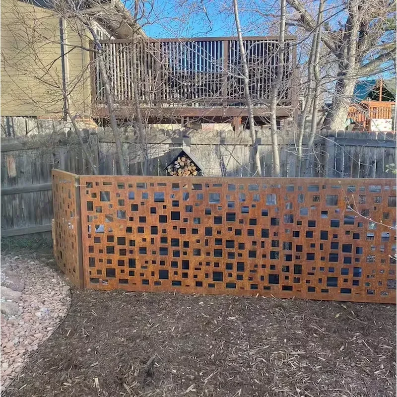 Garden Decorative Screen Panel Corten Steel Wall Mounted Screen Fence Cutting Privacy Screen