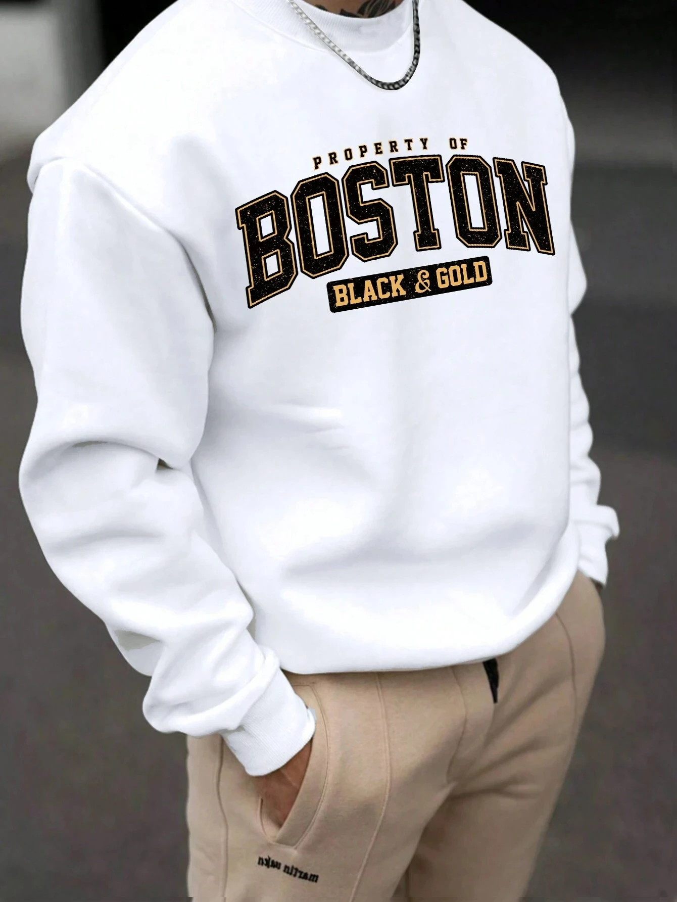 Boston Letter Print Round Collar Sweatshirt Autumn Winter WomenMen Hooded Clothing Harajuku Casual High Quanlity Cotton Pullover