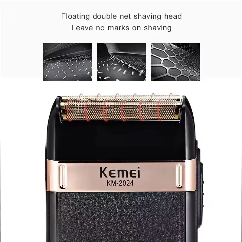 Kemei مقص الشعر Km-809A Km-2299 Km-2024 UBS قابلة للشحن اللاسلكي أداة تهذيب اللحية مشابك شعر كهربائية قوية للرجال