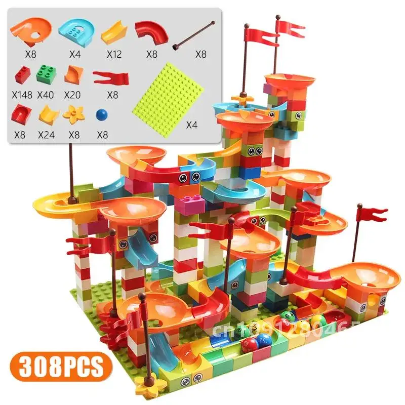 MOC 77-308PCS Slide track Big Block Compatible City Building Blocks Funnel Slide Blocks Big Bricks Toys For Children Gifts