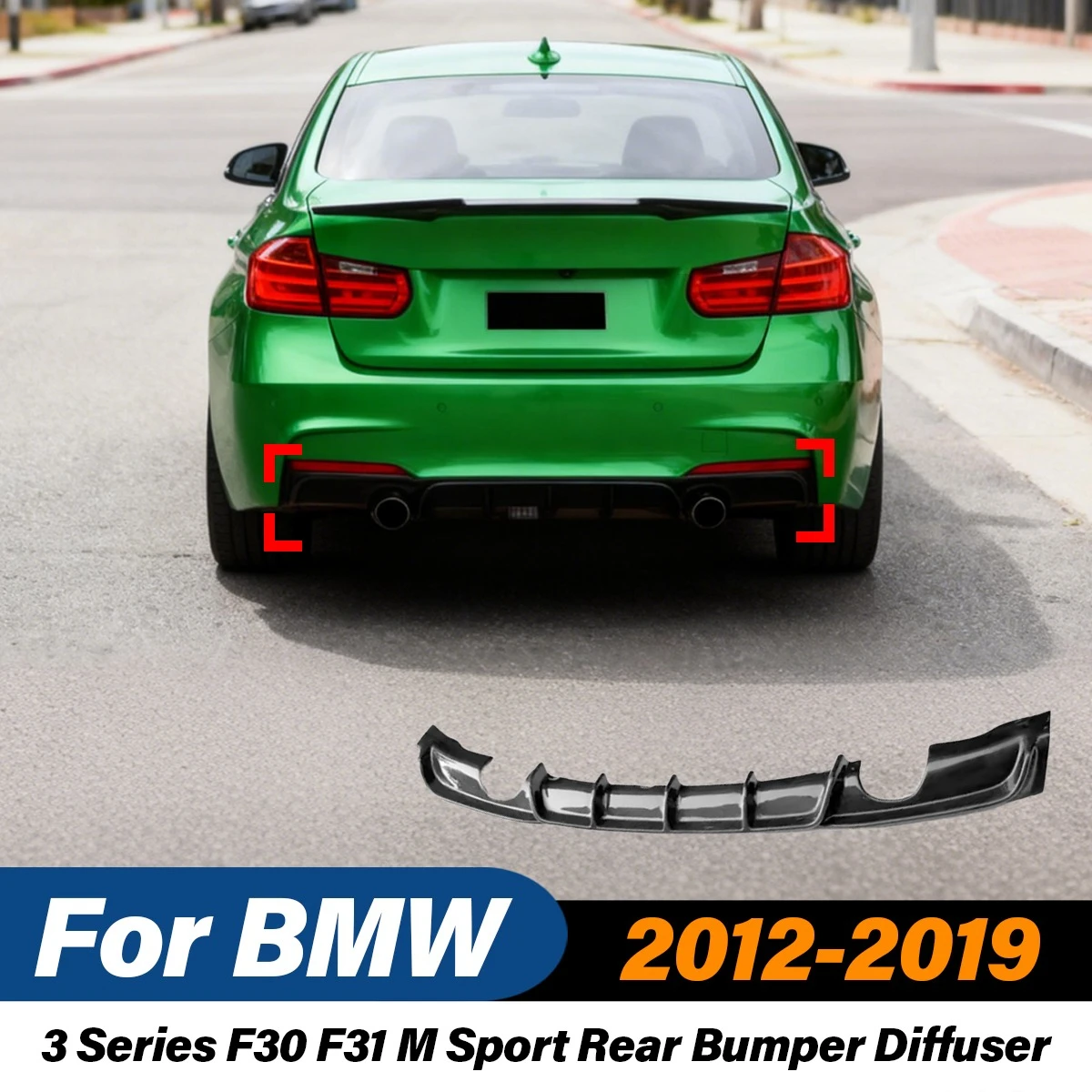 

For BMW 3 Series F30 F31 M Sport 2012 2013 2014 2015 2016 2017 2018 2019 Car Rear Bumper Diffuser Sports Body Modification Kit