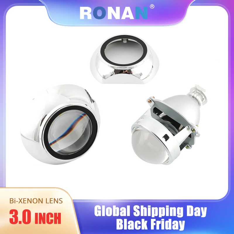 RONAN 3.0 Metal Super HID Bi xenon Projector lenses Headlight H1 with shrouds Headlamps for H1 H4 H7 Car Styling Automobiles