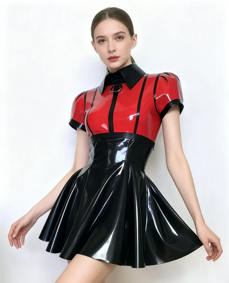 

Сексуальное латексное резиновое платье Gummi с рукавами-пузырьками, косплей Kleid, размеры 0,4 мм, S-XXL, доступен для уникального костюма, гардероба