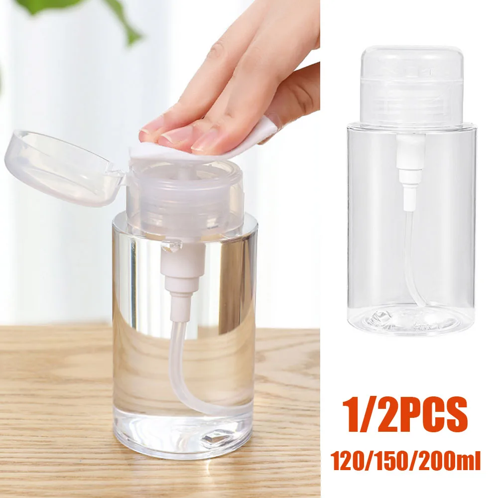 

120/150/200ml Press Pump Dispenser Bottles Empty Refillable Portable Nail Polish Remover Cleaner Makeup Bottle Manicure Tool