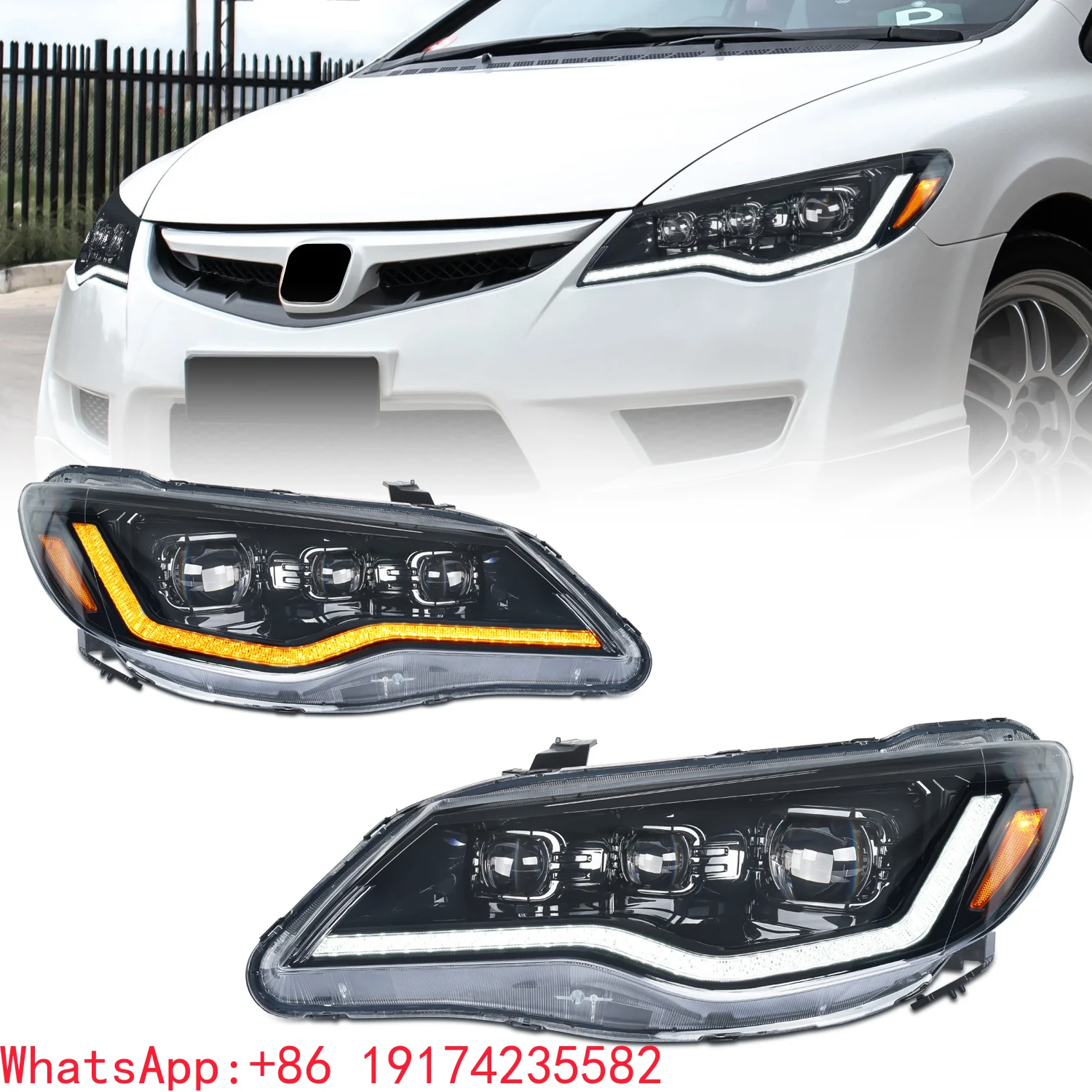 

ForArchaic Headlight for Honda Civic FD1 FD2 FD3 2006-2011 8th Gen Civic TypeR Head Lights Front Lamp CIVIC FD2 Type R Head Ligh