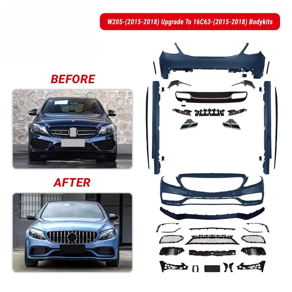 

Car Accessories Front/Rear Bumper Car Bodykit W205 2015-2018 Upgrade To 16C63 2015-2018 Auto Spare Parts Body kits For Sale