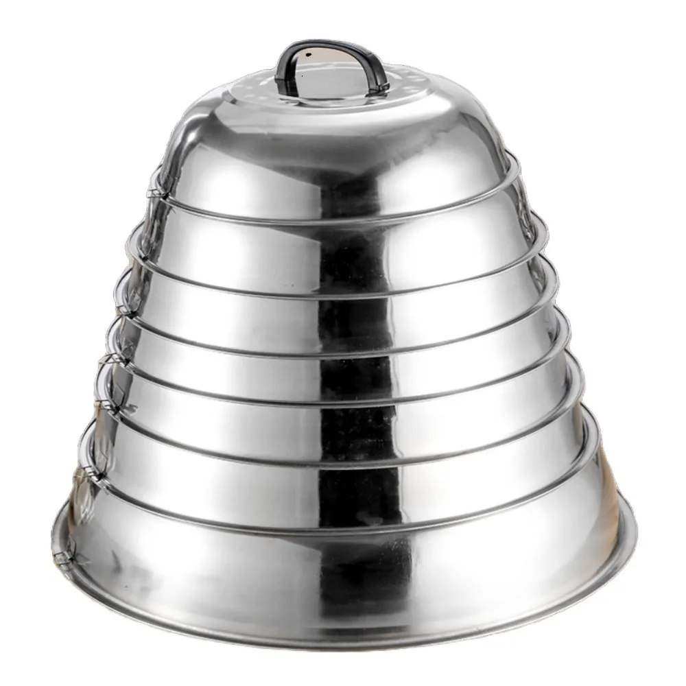 

Durable Stainless Steel Big Pot Lid Round with Handle Cooking Wok Pan Lid Universal Raised Pot Cover Kitchen Accessories