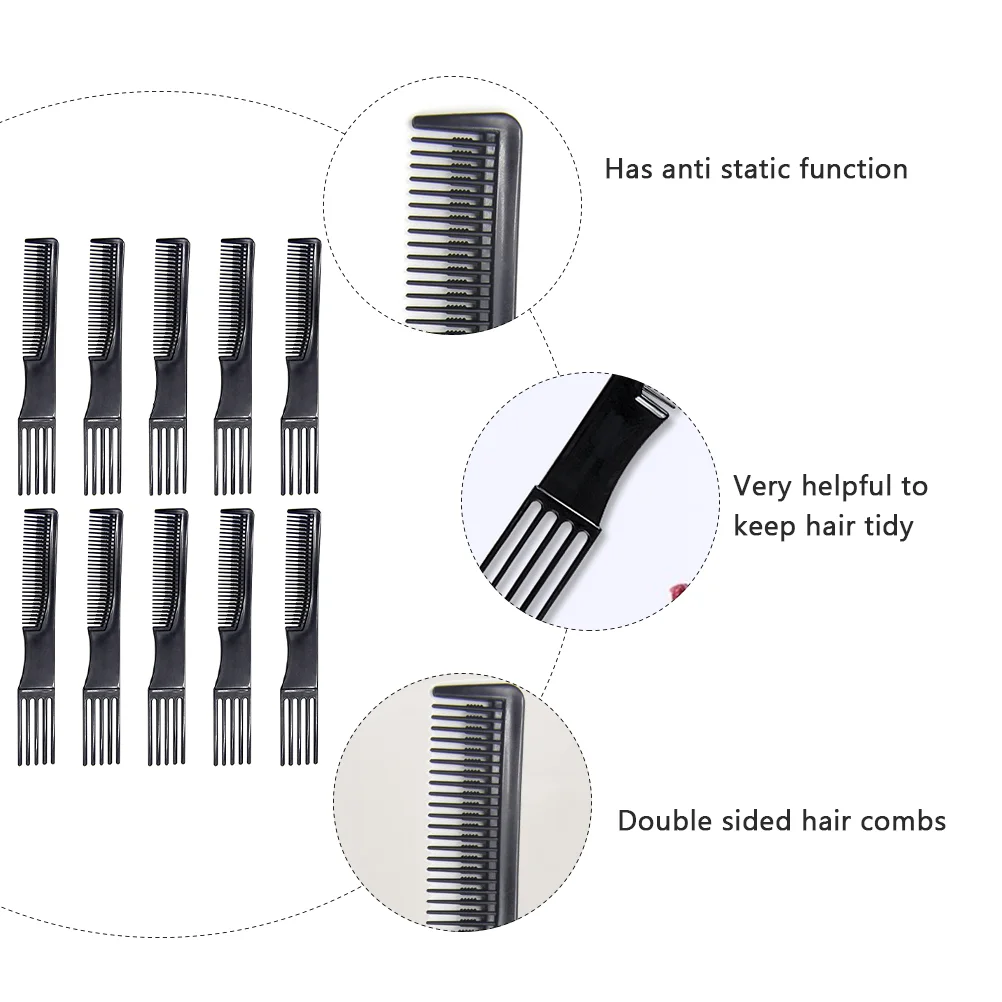 10 Pcs Five-Fork Hairdressing Comb Styling Picks Smooth Men Women Plastic Tool Practical Long Tooth