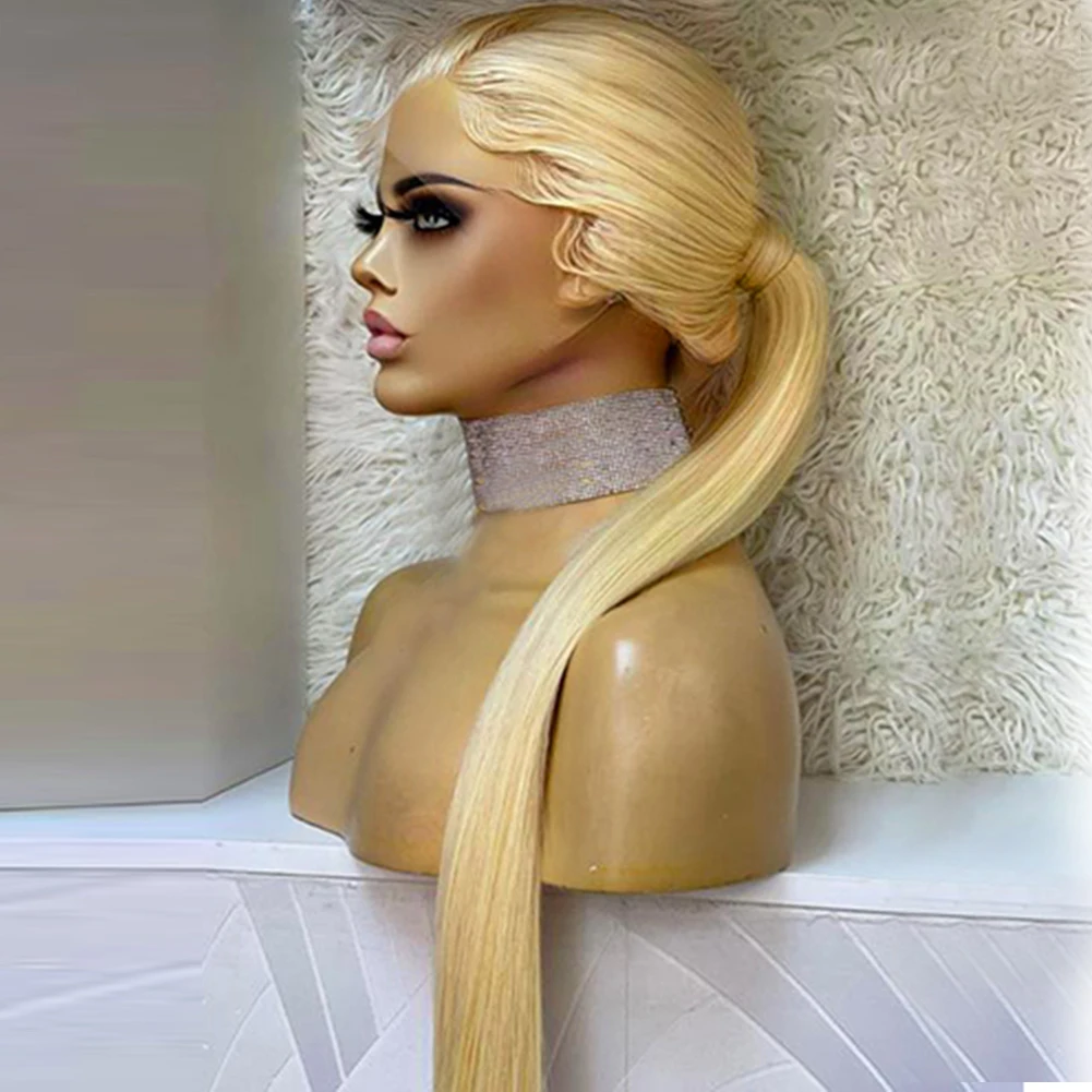 Websterwigs Synthetic Lace Front Wig Long Sily Straight Hair 613 Honey Blonde Wigs For Women Pre Plucked Hairline Lace Wig