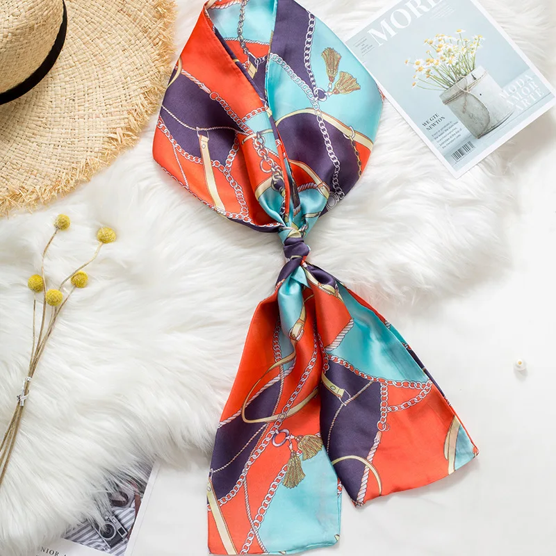 Elegant Women's Long Silk Scarf - The Ultimate Accessory for Hijab, Shawls, and More 15x145cm