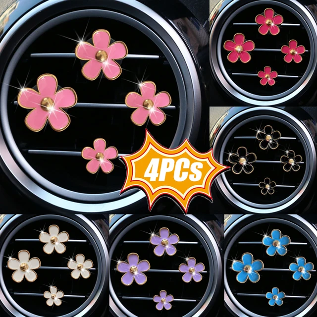 4PC Kwiatowy wylot samochodowy Wentylator Klipsy do perfum Odświeżacz powietrza Dyfuzor Kondycjonowanie Aromaterapia Klips do perfum Dekoracja wnętrza samochodu