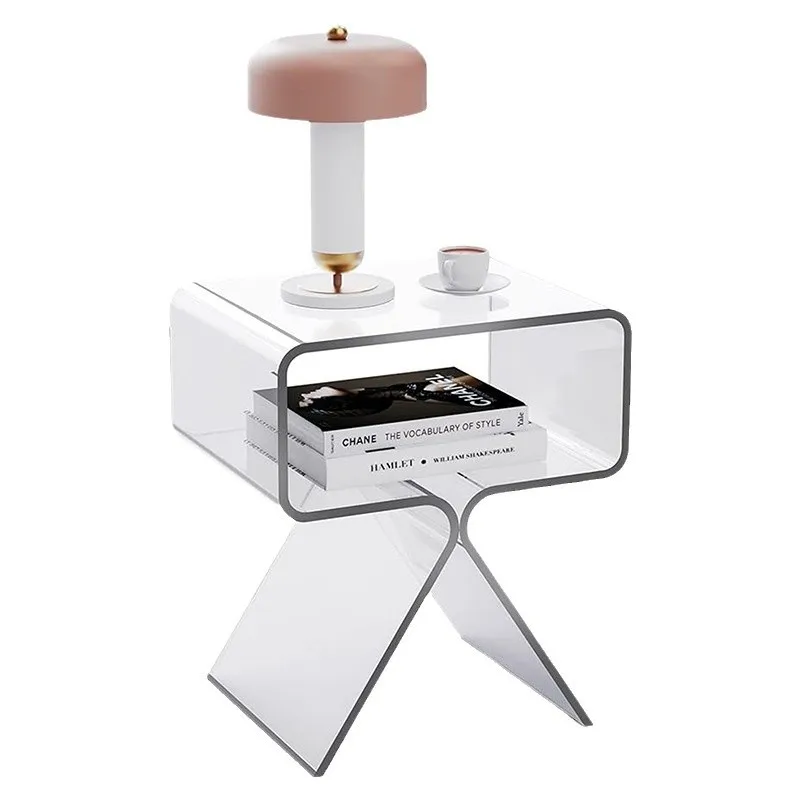 طاولة جانبية للسرير من الأكريليك بتصميم عصري وديكور منزلي شفاف لغرفة المعيشة وجانب القهوة بسيط #5